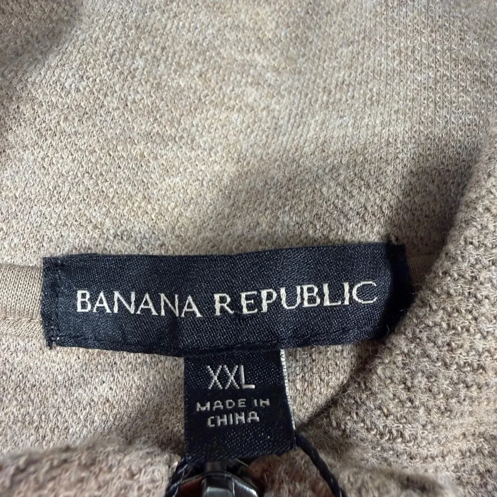 NWT Banana Republic‎ Mens XXL Tan Quarter Zip Pullover Sweater Cotton Blend LS